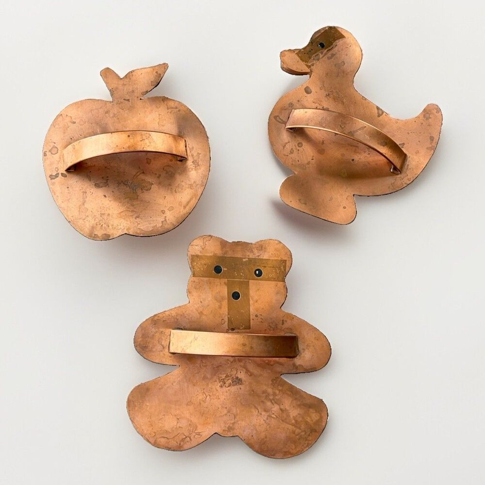 Vtg Cape Cod Copper Works XL Cookie Cutter Set Teddy Bear Apple Duck Michael